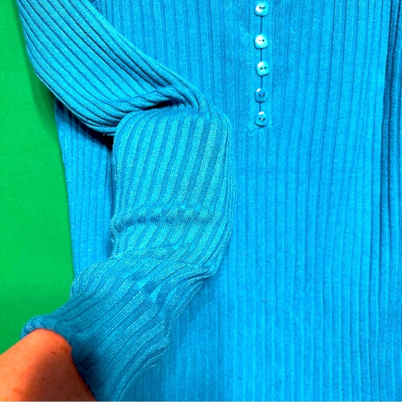 Domani Size M Buttons as Ornament Blue Women  Blouse for Every Day Long Sleeve - Picture 5 of 9